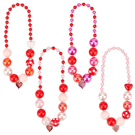 4Pcs 4 Color Alloy Enamel Pendant Necklaces Set NJEW-AB00006-1