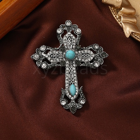 Cross Rhinestone Brooch Pin PW-WG37E1A-02-1