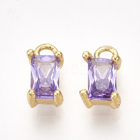 Brass Cubic Zirconia Charms X-KK-S350-367C-1