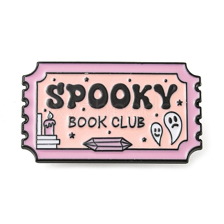 Word SPooky Book Club Alloy Enamel Pins Broochs AJEW-Z023-14A-1