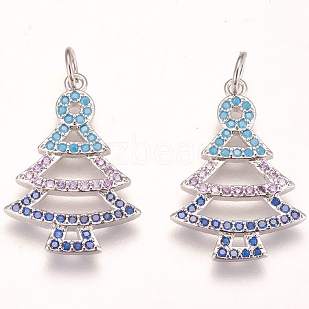 Brass Micro Pave Cubic Zirconia Pendants ZIRC-F086-02P-1