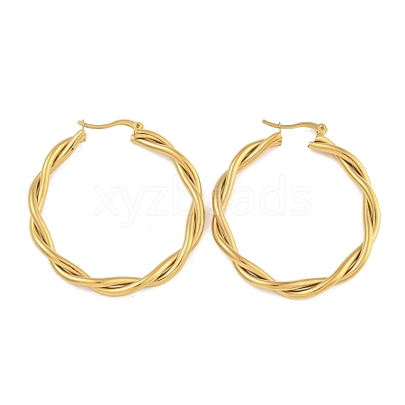 304 Stainless Steel Twist Ring Hoop Earrings for Women EJEW-U022-14G-1