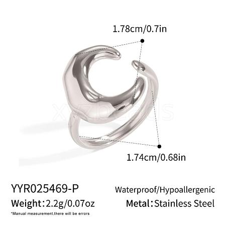 Women's 304 Stainless Steel Moon Cuff Rings YN7472-2-1