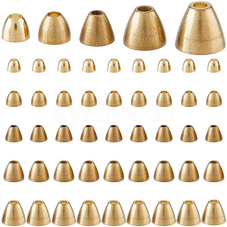 50Pcs 5 Styles Brass Cord Ends KK-FH0008-21-1