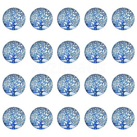 Half Round/Dome Tree Pattern Glass Flatback Cabochons for DIY Projects GGLA-YW0001-14L-1