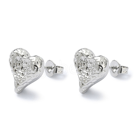 Brass Heart Stud Earrings for Valentine's Day EJEW-Q780-09P-1