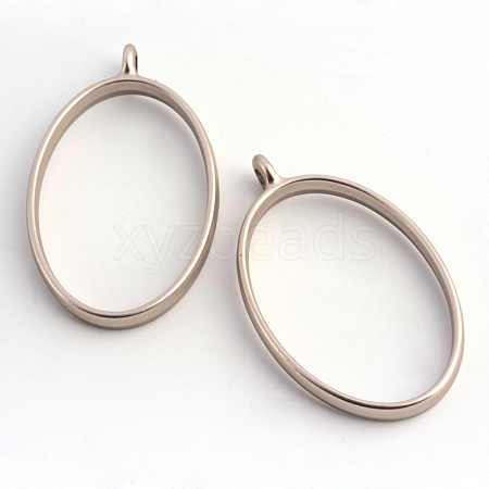 Matte Style Rack Plating Alloy Oval Open Back Bezel Pendants PALLOY-S047-26A-FF-1