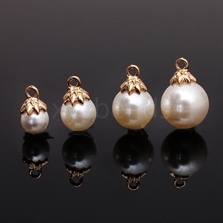 Resin Imiration Pearl Charms RESI-TAC0002-35B-1