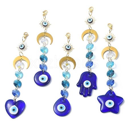 Handmade Evil Eye Lampwork Pendant Decorations HJEW-JM01071-1