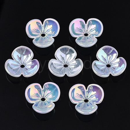 3-Petal Electroplate Acrylic Bead Caps PACR-T014-03-1