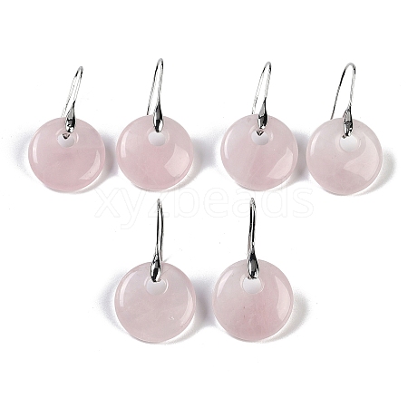 Natural Rose Quartz Dangle Earrings EJEW-C119-01P-05-1