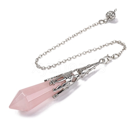 Natural Rose Quartz Pointed Dowsing Pendulum Big Pendants G-H285-06P-A22-1