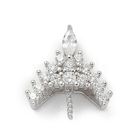 925 Sterling Silver Pave Clear Cubic Zirconia Crown Pendant Bails STER-P068-04P-1
