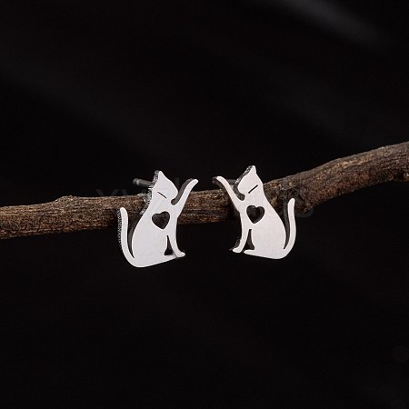 Stainless Steel Small Animal Stud Earrings for Women PW-WG5B49B-34-1