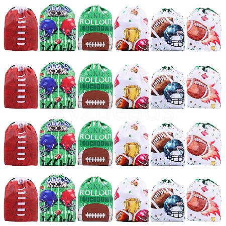 BENECREAT 24Pcs 6 Style Rugby Polyester Drawstring Storage Backpack Bags ABAG-BC0001-63-1