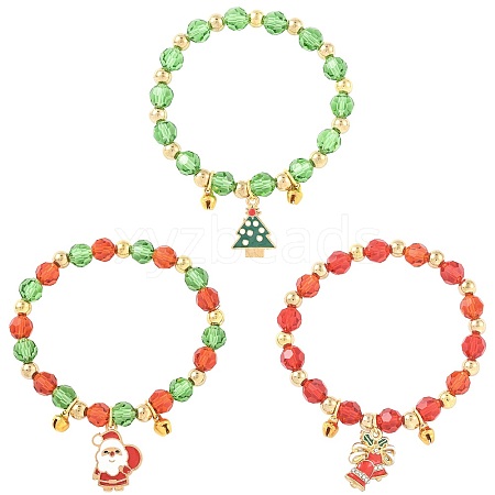 Christmas CCB Plastic & Glass Bead Bracelets BJEW-FS00029-1