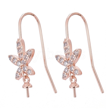 Brass Micro Pave Cubic Zirconia Earring Hooks KK-K244-42RG-1