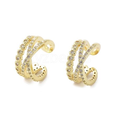 Rack Plating Brass Micro Pave Cubic Zirconia Cuff Ring EJEW-C081-09G-1