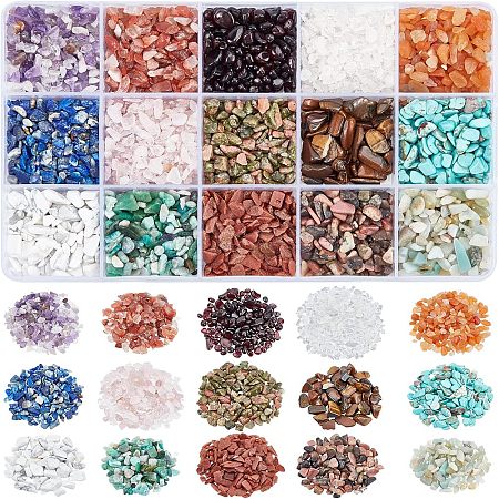  3500Pcs 15 Style Natural & Synthetic Mixed Gemstone Beads G-NB0003-09-1