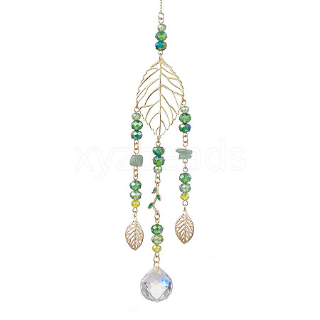 Brass Hollow Leaf Hanging Ornaments HJEW-TA00181-1