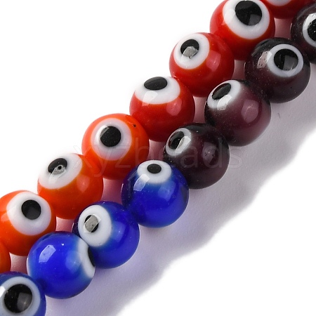 Chakra Theme Handmade Evil Eye Lampwork Beads Strands LAMP-G164-06A-1