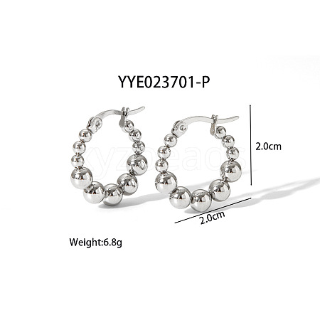 304 Stainless Steel Round Beaded Hoop Earrings for Women SN2323-2-1