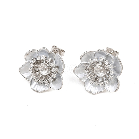 Brass Micro Pave Cubic Zirconia Stud Earring Findings CU-CBAA5EE-04P-01-1