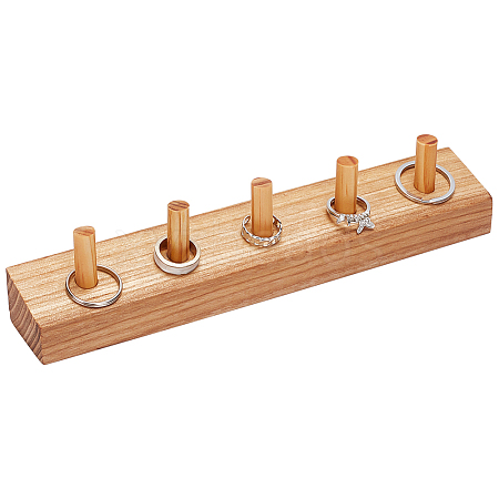 Rectangle Wood Finger Ring Display Holder RDIS-WH0018-05-1