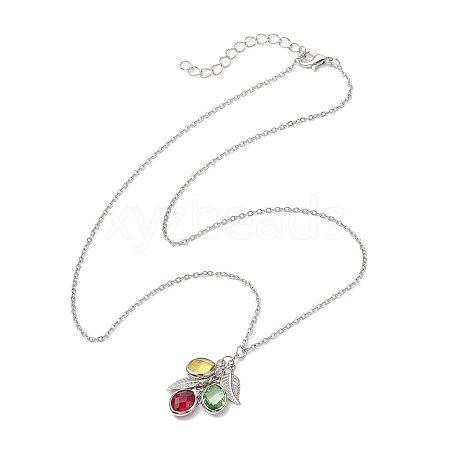 Stainless Steel and Glass Pendant Necklaces NJEW-JN04701-01-1