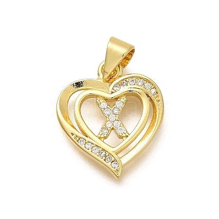 Rack Plating Brass Micro Pave Cubic Zirconia Pendants KK-L226-101G-X-1