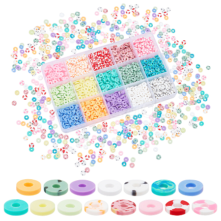   1800Pcs 15 Style Handmade Polymer Clay Beads CLAY-PH0001-66-1