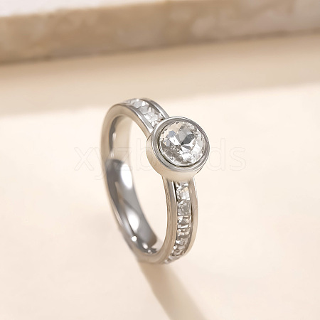 304 Stainless Steel & Rhinestone Finger Rings WG87391-03-1