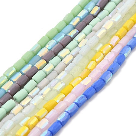 Frosted Imitation Jade Glass Beads Strands GLAA-P058-07A-1