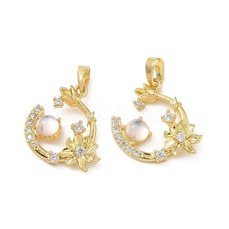Brass Micro Pave Clear Cubic Zirconia Pendants CU-CBA8C34-06G-01-1
