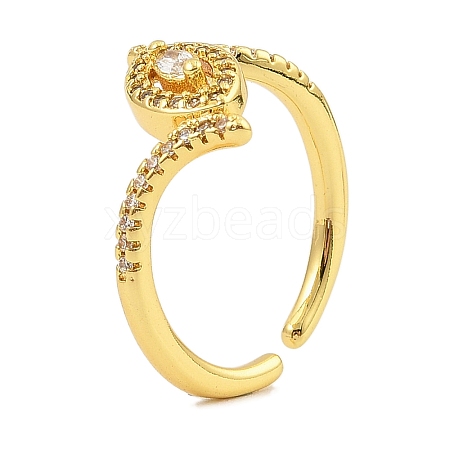 Brass Micro Pave Cubic Zirconia Cuff Rings for Women RJEW-S392-16G-1