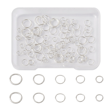 Kissitty 100Pcs 5 Style 925 Sterling Silver Open Jump Rings STER-KS0001-02-1