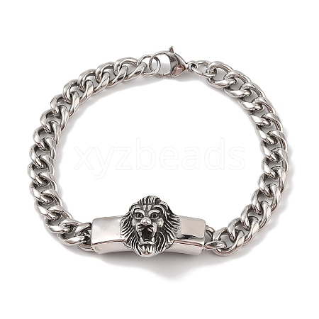 304 Stainless Steel Viking Lion Link Chain Bracelets for Men BJEW-B096-38AS-1