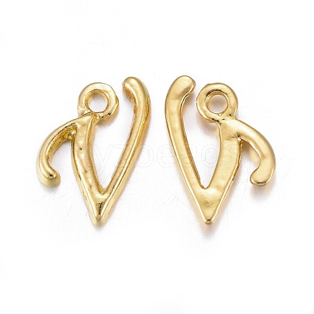 Golden Plated Alloy Letter Pendants X-PALLOY-J718-01G-V-1