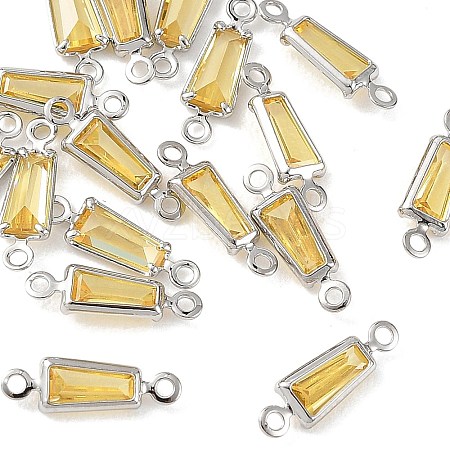 SHEGRACE Brass Pave Cubic Zirconia Trapezoid Connector Charms XGRQ2O984-444C-P-1