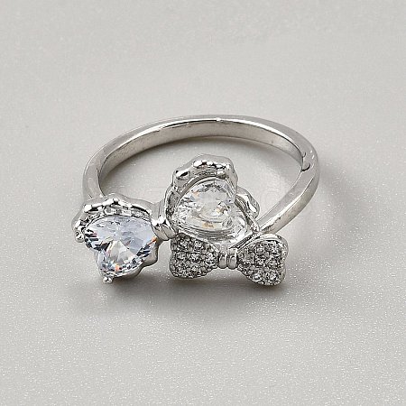 Brass Micro Pave Cubic Zirconia Cuff Rings for Women RJEW-WH0002-40A-1