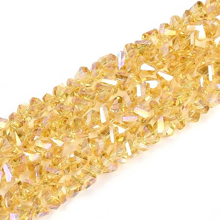 Electroplate Transparent Glass Beads Strands GLAA-N021-4mm-23-1