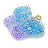 Transparent Resin Dotted Rhinetone Pendants RESI-N040-02G-02-RS-2