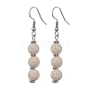 Dyed Nature Lava Rock Round Beaded Dangle Earrings for Women EJEW-JE05636-04-1