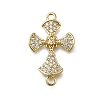Brass Clear Cubic Zirconia Cross Connector Charms ZIRC-I070-021G-1