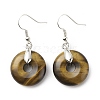 Natural Tiger Eye Donut Dangle Earrings EJEW-G300-01P-02-2