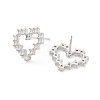 Heart Rack Plating Brass with Clear Cubic Zirconia Stud Earrings for Women EJEW-G409-04P-1