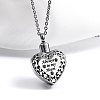 Non-Tarnish Heart with Word Shape Stainless Steel Pendant Necklaces with Cable Chains KI1843-2-1