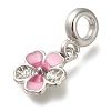 Rack Plating Alloy Pink Enamel European Dangle Charms PALLOY-A009-07P-2