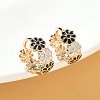 Daisy Brass Enamel Hoop Earrings for Women EJEW-G434-01G-01-1