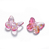 Two Tone Transparent Spray Painted Glass Charms X-GLAA-T016-22F-2